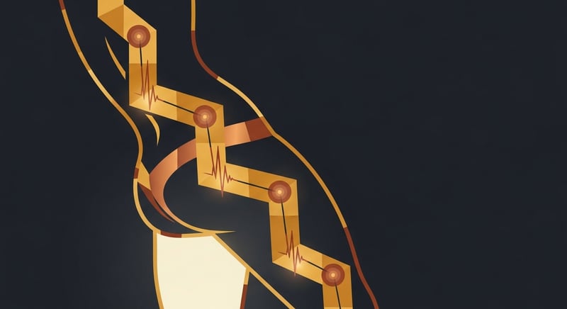 Anatomical illustration of the sciatic nerve pathway from the lumbar spine through the hip