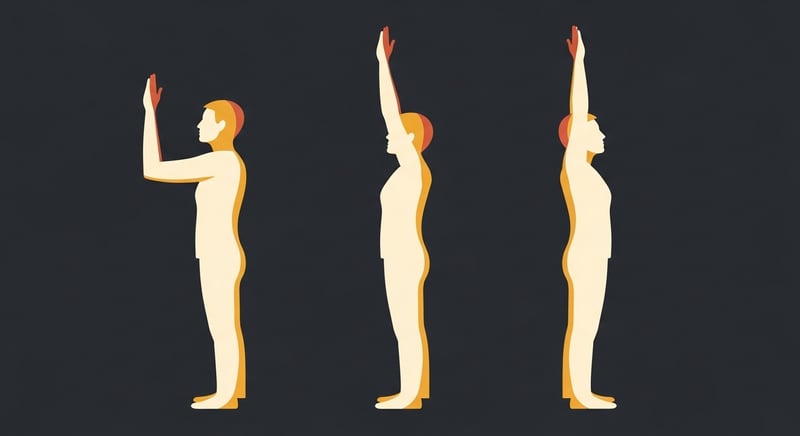 Flat illustration of three stylized figures showing the start, mid, and end phases of the wall-angel movement